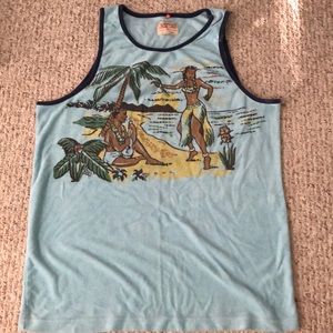 Medium light blue Hawaiian surfer tank top